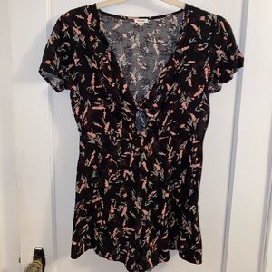 Black and Floral Romper